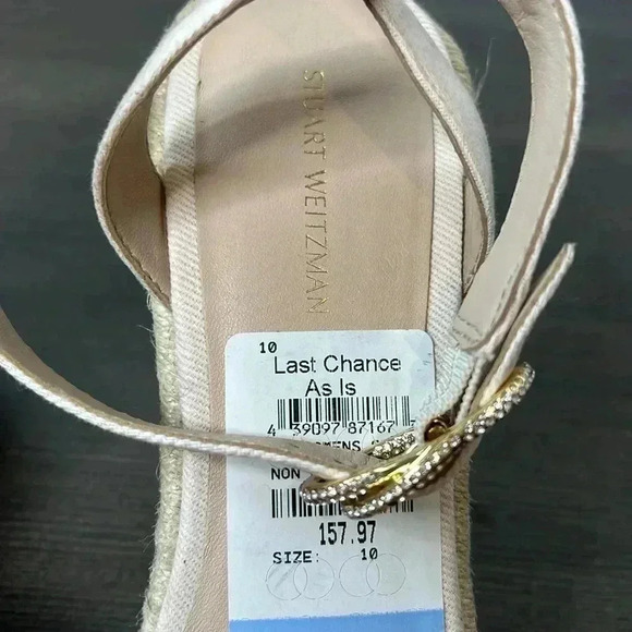 Stuart Weitzman Women's White Mykonos Closed-Toe Espadrille Wedge Shoe Size 10 - Picture 11 of 15